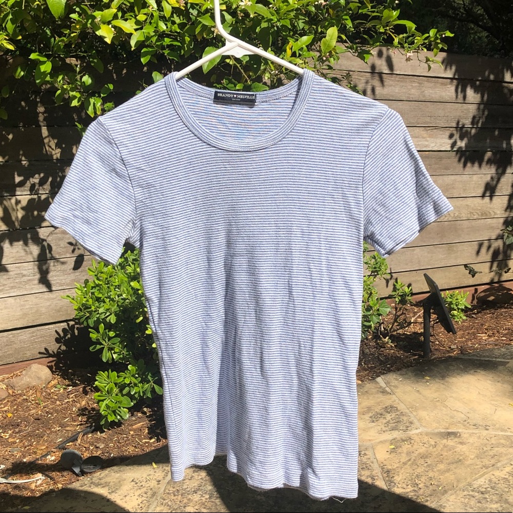 Brandy Melville blue and white striped t-shirt